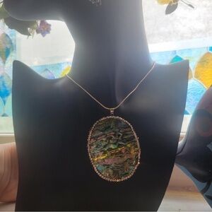 COPY- New Handmade Natural Abalone Shell Necklace On Silver Plat…